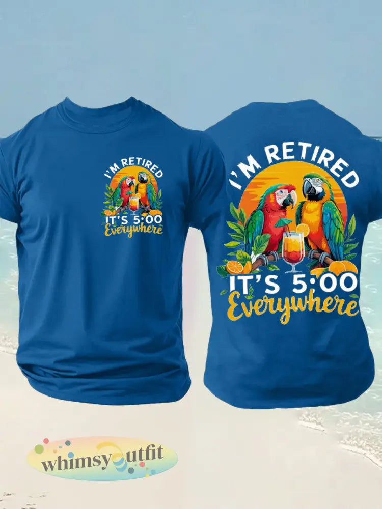 Imitatie katoenen T-shirt met korte mouwen voor heren - blauw / S