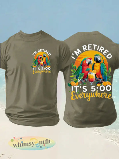 Imitatie katoenen T-shirt met korte mouwen voor heren - legergroen / S