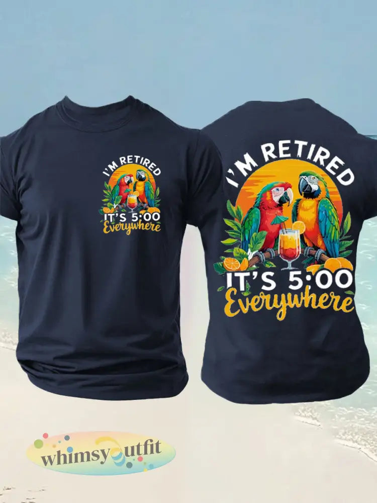 Imitatie katoenen T-shirt met korte mouwen voor heren - marineblauw / S