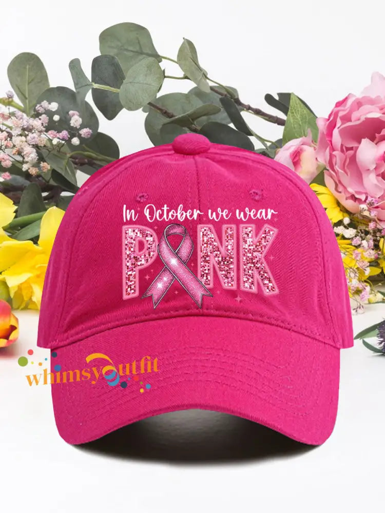 In october we wear pink breast cancer neutral hats Rose Red / ONE