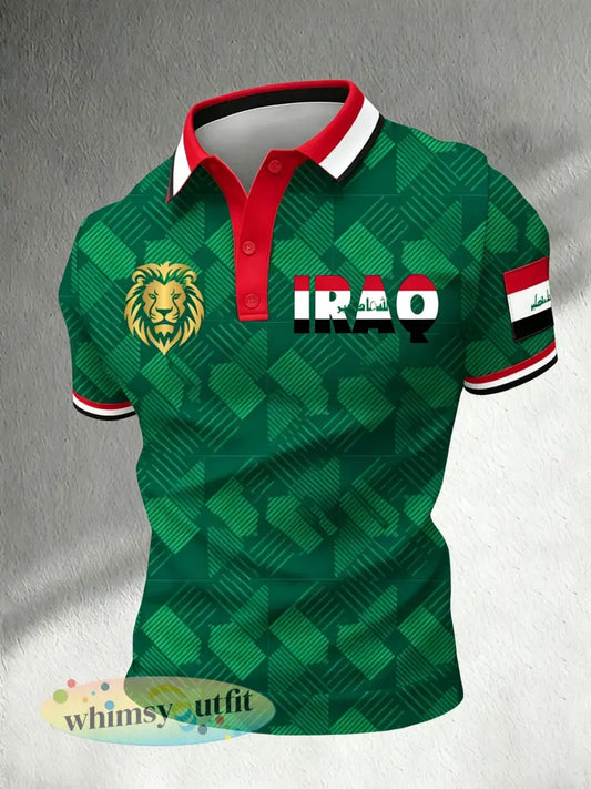 Irak voetbalwedstrijd juichende kunstprint fanpolo voor heren - A / S