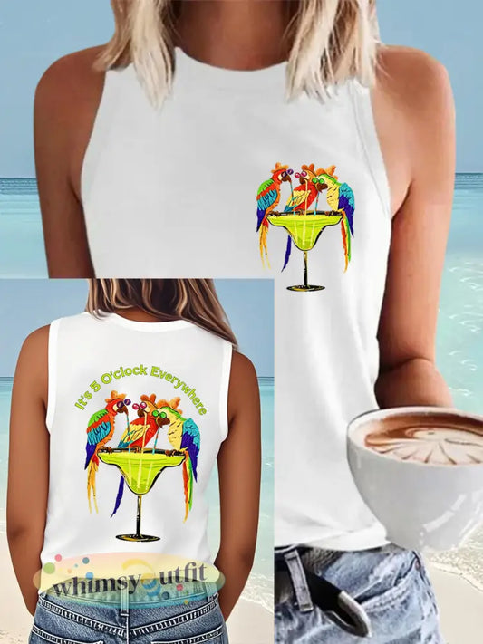 Jimmy Buffet-stijl voor dames Het is 5 uur overal vesten - Wit / S