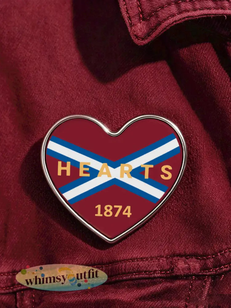 Kastanjebruine harten voetballiefhebbers bedrukte pinnen - Diep Rood / ÉÉN