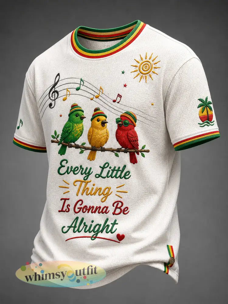 Klassiek Waffle-Weave T-shirt voor Retro Reggae-fans - als foto / S
