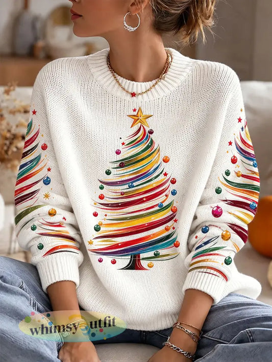 Kleurrijke kerstboomtops voor dames - Beige / S