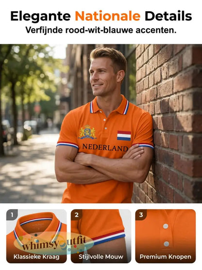 Koningsdag informele top met Nederlandse print voor heren