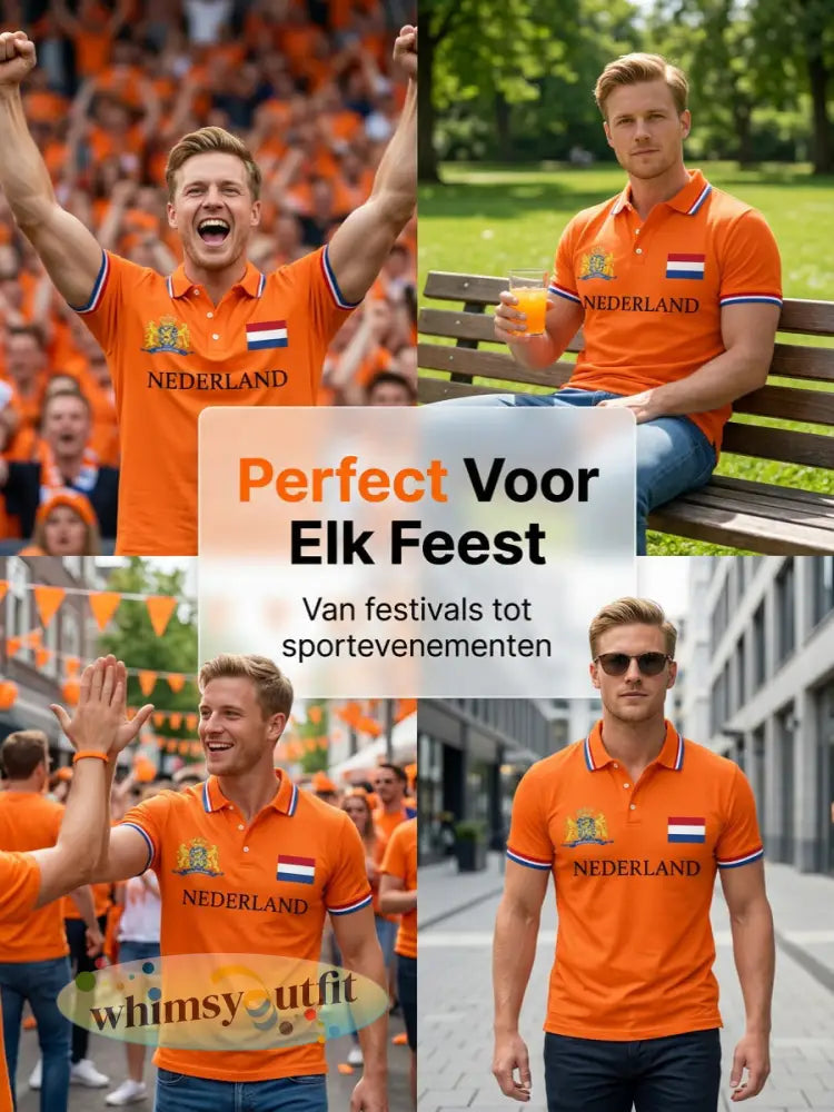 Koningsdag informele top met Nederlandse print voor heren