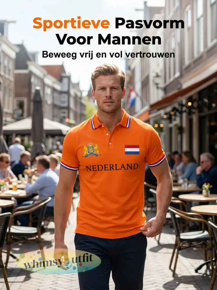 Koningsdag informele top met Nederlandse print voor heren