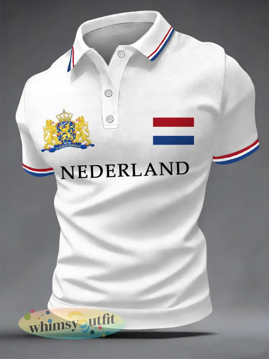 Koningsdag informele top met Nederlandse print voor heren - Wit / S
