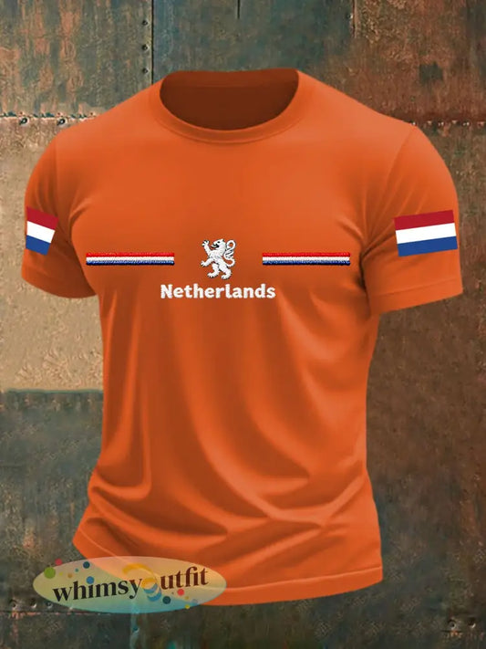 Koningsdag katoenen T-shirt met korte mouwen voor heren - Oranje / S