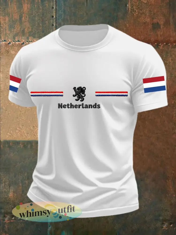 Koningsdag katoenen T-shirt met korte mouwen voor heren - Wit / S