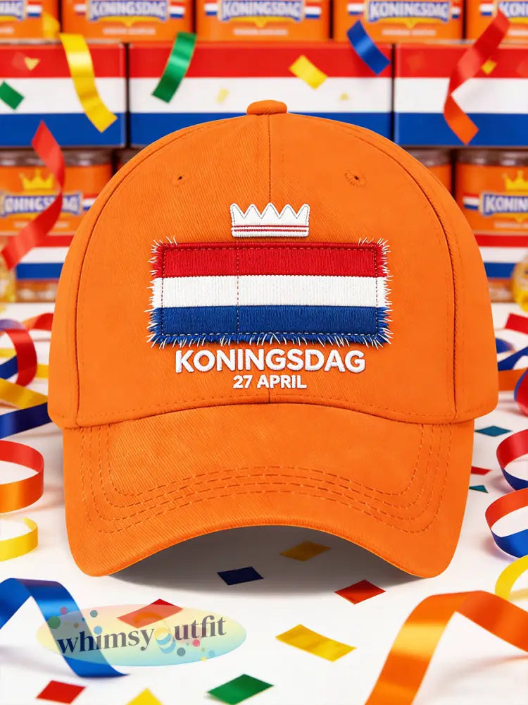Koningsdag Nederlandse Vlag Print Casual Oranje Hoed - Sinaasappel / 58CM