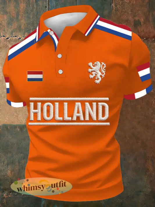 Koningsdag poloshirt voor heren - Sinaasappel / S