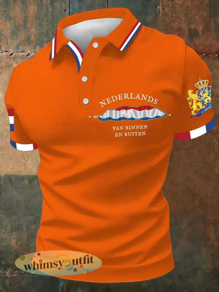 Koningsdag poloshirt voor heren - Sinaasappel / S