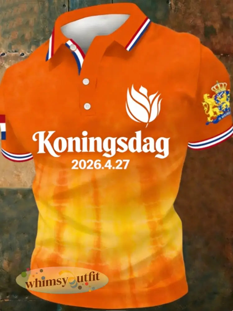 Koningsdag poloshirt voor heren - Sinaasappel / S