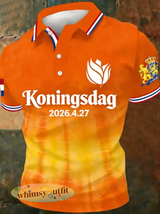 Koningsdag poloshirt voor heren - Sinaasappel / S