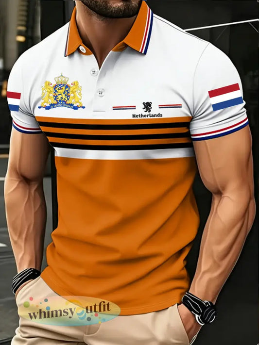 Koningsdag poloshirt voor heren - Sinaasappel / S