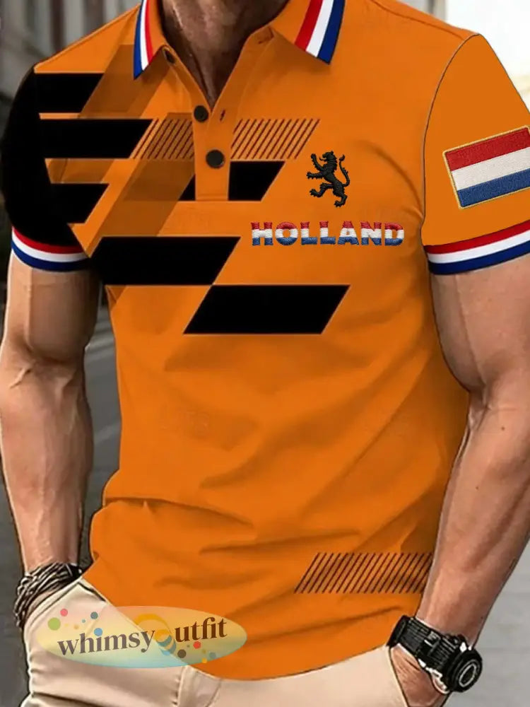 Koningsdag poloshirt voor heren - Sinaasappel / S