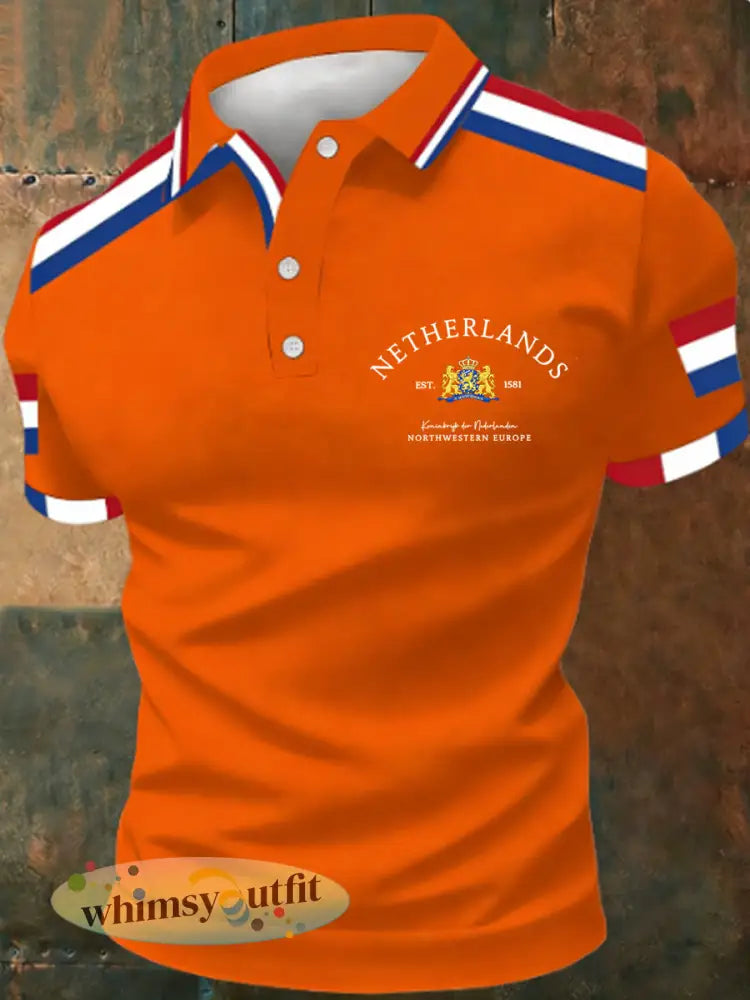 Koningsdag poloshirt voor heren - Sinaasappel / S