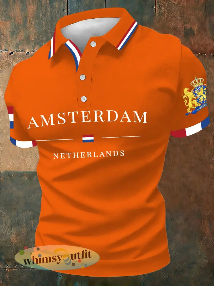 Koningsdag poloshirt voor heren - Sinaasappel / S