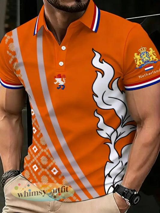 Koningsdag poloshirt voor heren - Sinaasappel / S