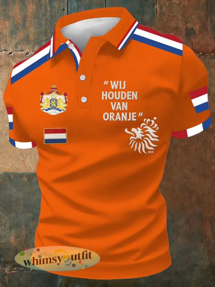 Koningsdag poloshirt voor heren - Sinaasappel / S
