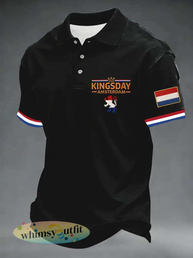 Koningsdag poloshirt voor heren - Zwart / S