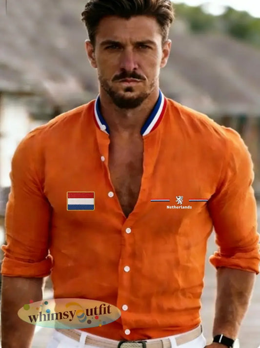 Koningsdag-shirt voor heren - Sinaasappel / S