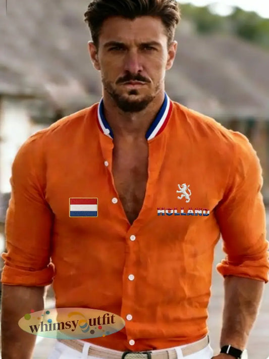 Koningsdag-shirt voor heren - Sinaasappel / S