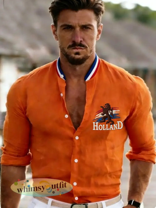 Koningsdag-shirt voor heren - Sinaasappel / S