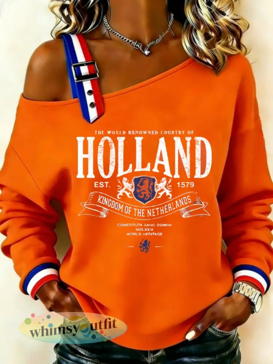 Koningsdag sweatshirt voor dames - Sinaasappel / S