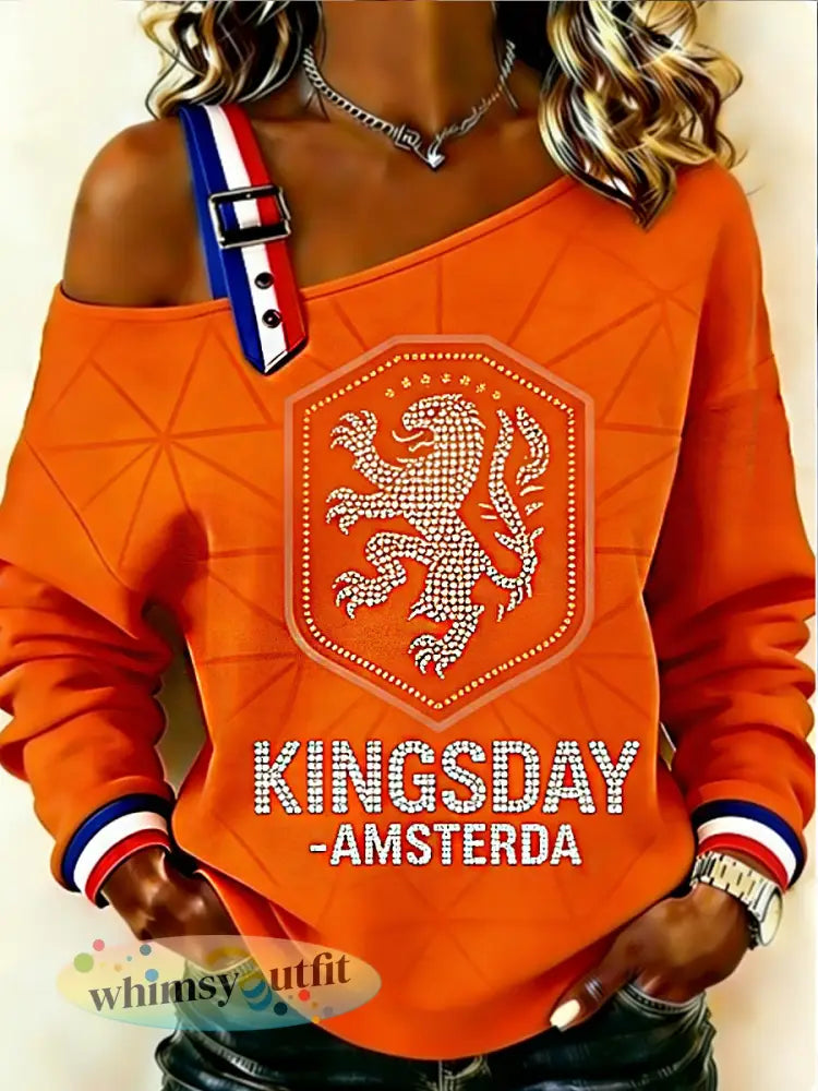 Koningsdag sweatshirt voor dames - Sinaasappel / S