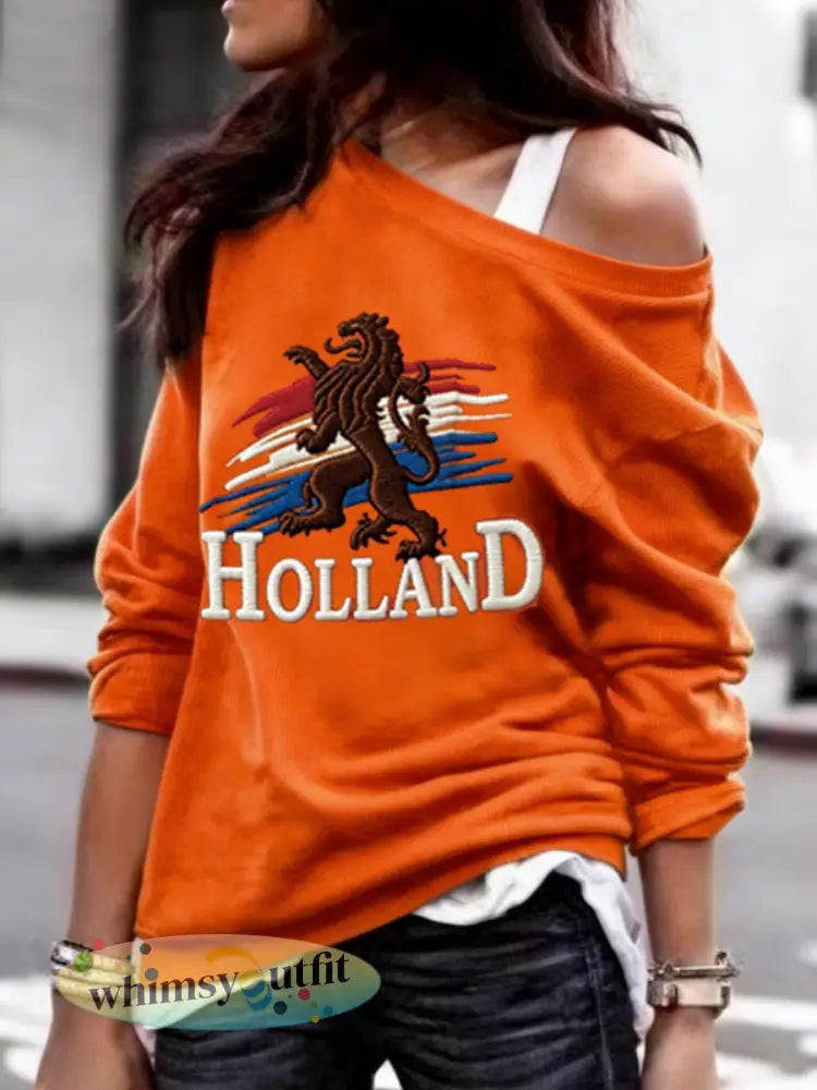 Koningsdag sweatshirt voor dames - Sinaasappel / S