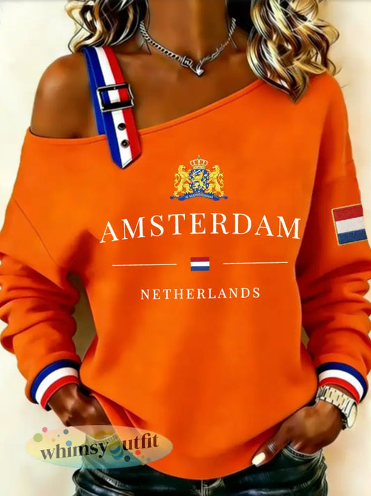 Koningsdag sweatshirt voor dames - Sinaasappel / S