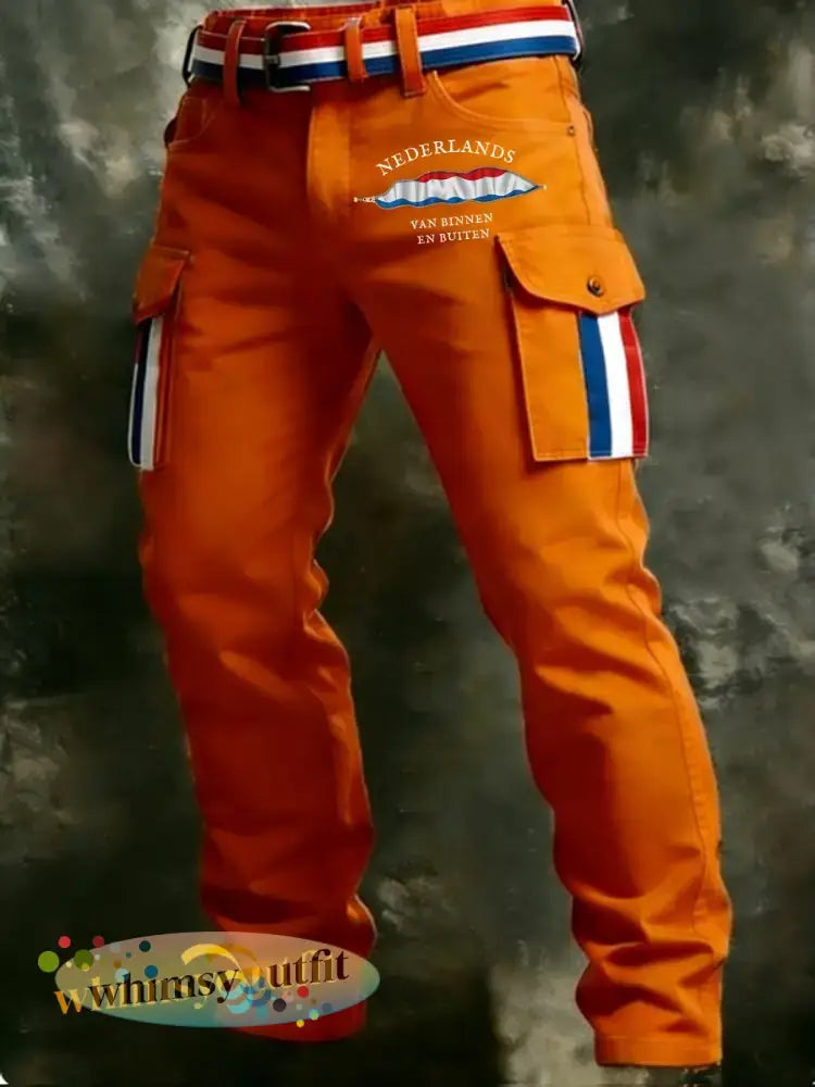 Koningsdag vrijetijdsbroek voor heren - Sinaasappel / S