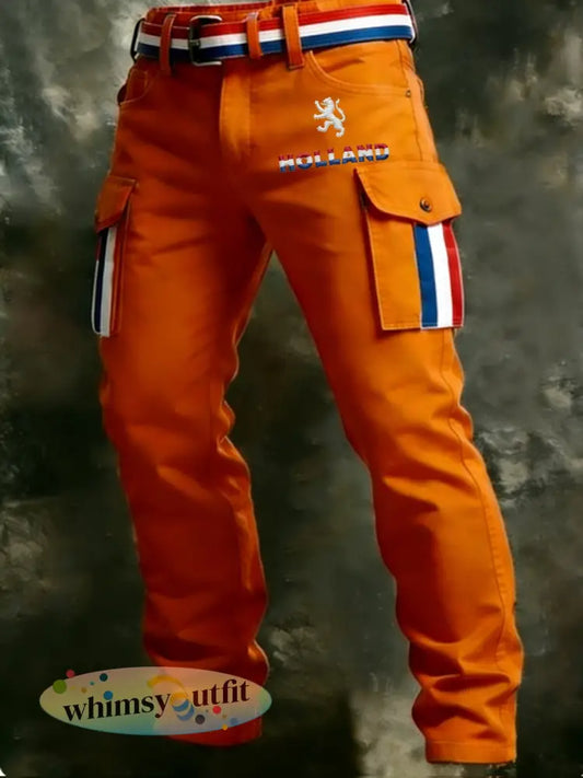 Koningsdag vrijetijdsbroek voor heren - Sinaasappel / S