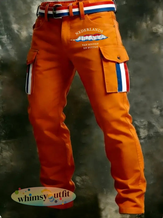 Koningsdag vrijetijdsbroek voor heren - Sinaasappel / S