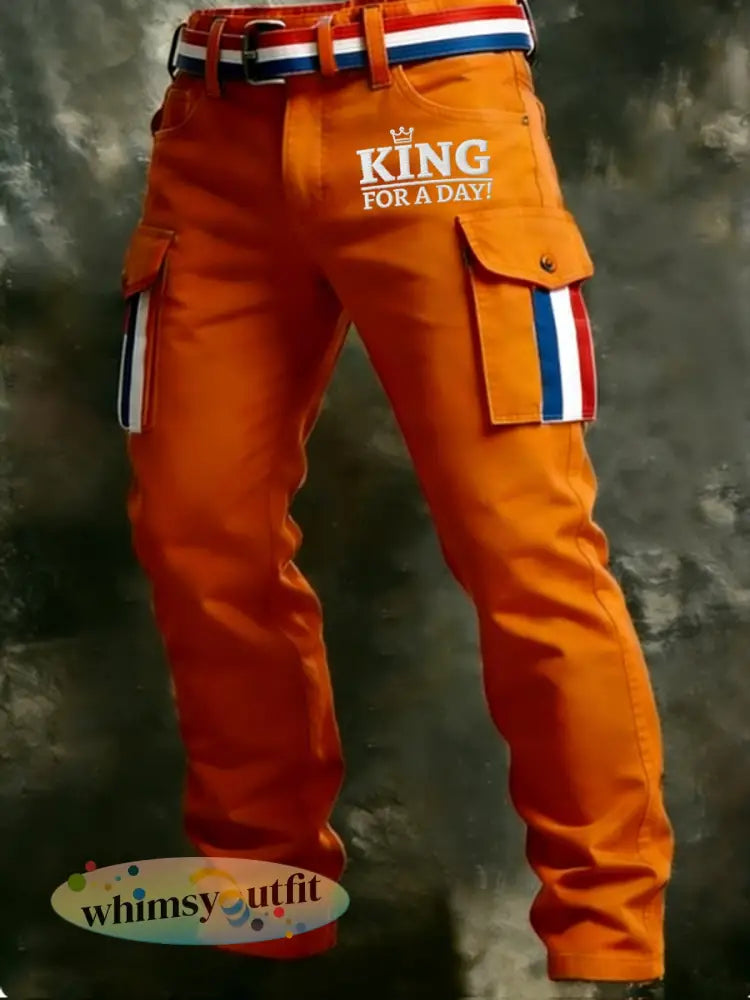 Koningsdag vrijetijdsbroek voor heren - Sinaasappel / S