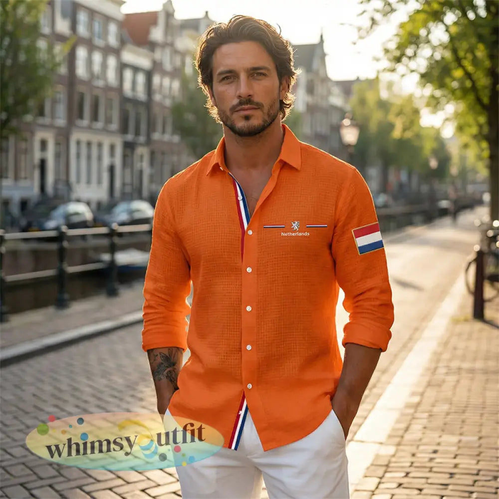 Koningsdag wafelshirt voor heren