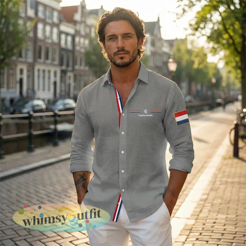 Koningsdag wafelshirt voor heren