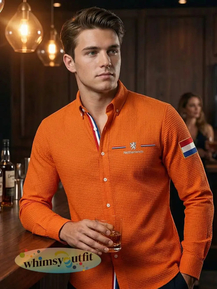 Koningsdag wafelshirt voor heren