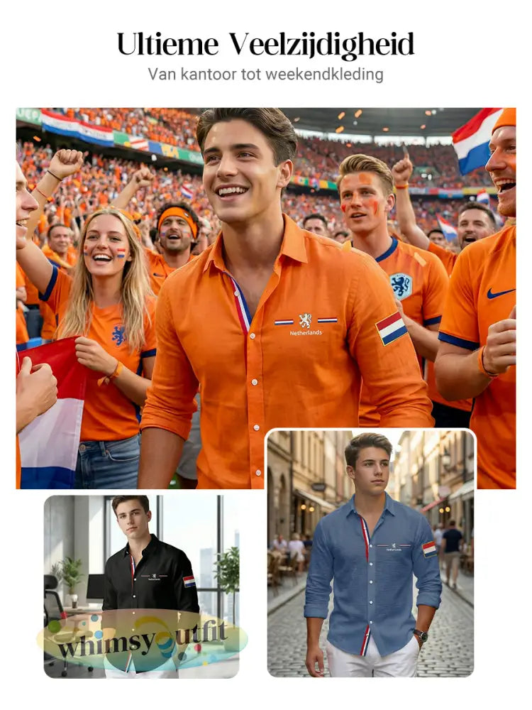 Koningsdag wafelshirt voor heren