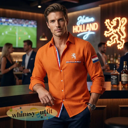 Koningsdag wafelshirt voor heren