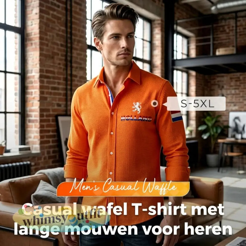 Koningsdag wafelshirt voor heren