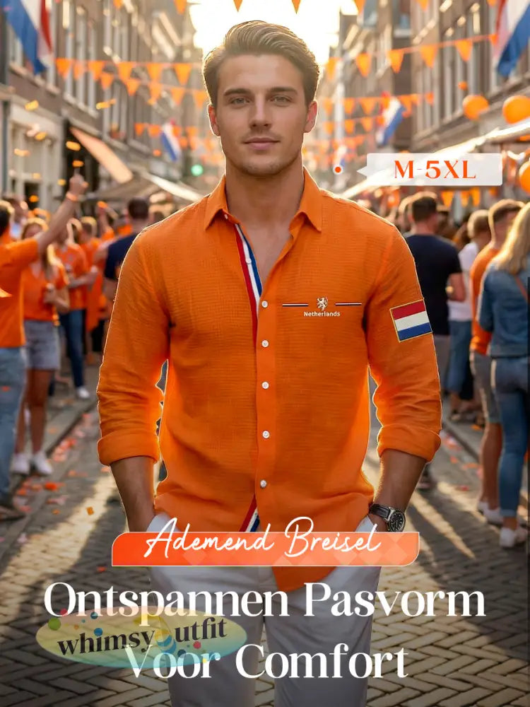 Koningsdag wafelshirt voor heren