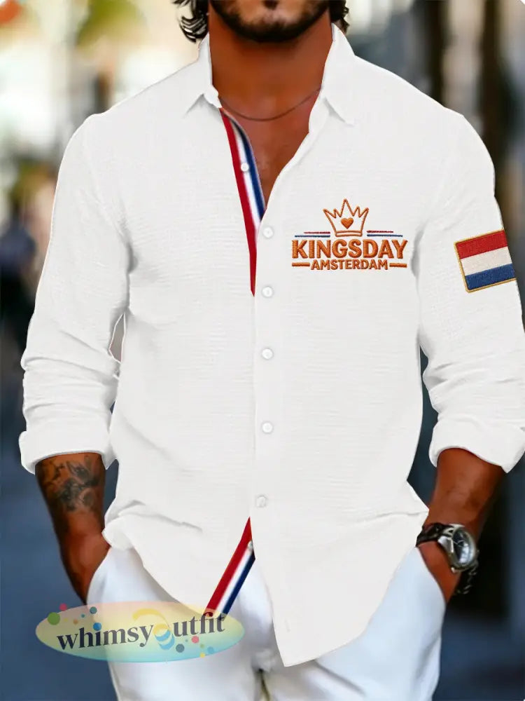 Koningsdag wafelshirt voor heren - Wit / S