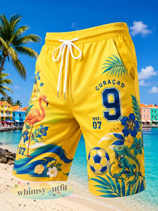 Korte broek voor mannen in eilandstijl met voetbalprint - A / S
