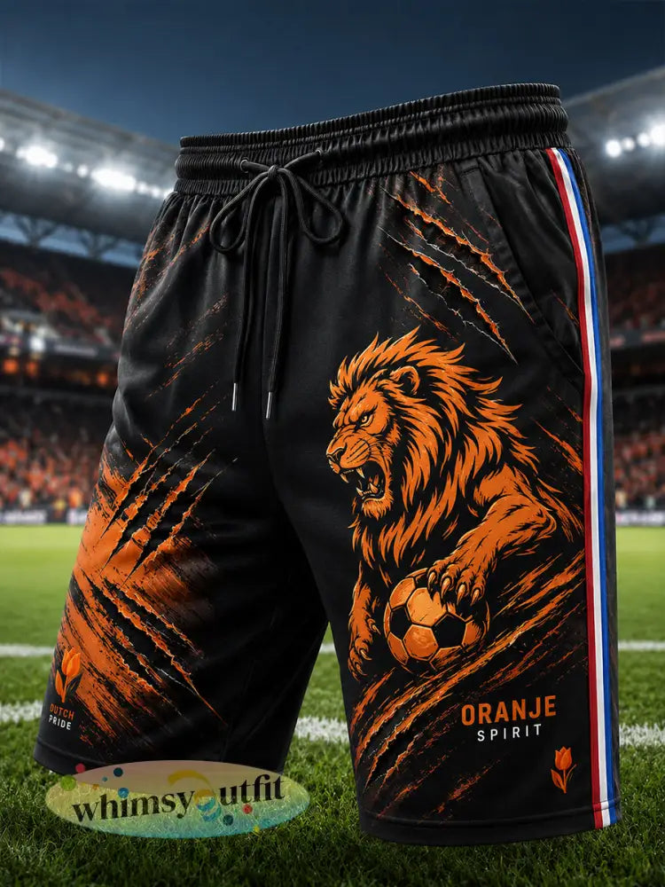 Korte broeken voor heren met leeuwen- en voetbalprint - A / S