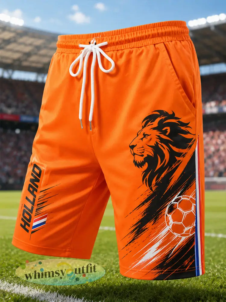 Korte broeken voor heren met leeuwen- en voetbalprint - A / S