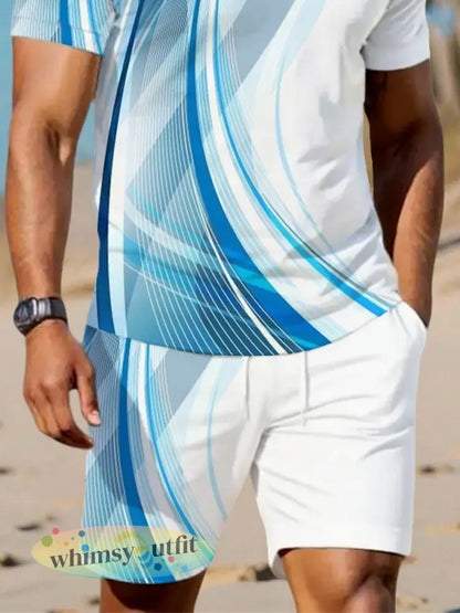 Kunstgolven heren print casual tweedelige set